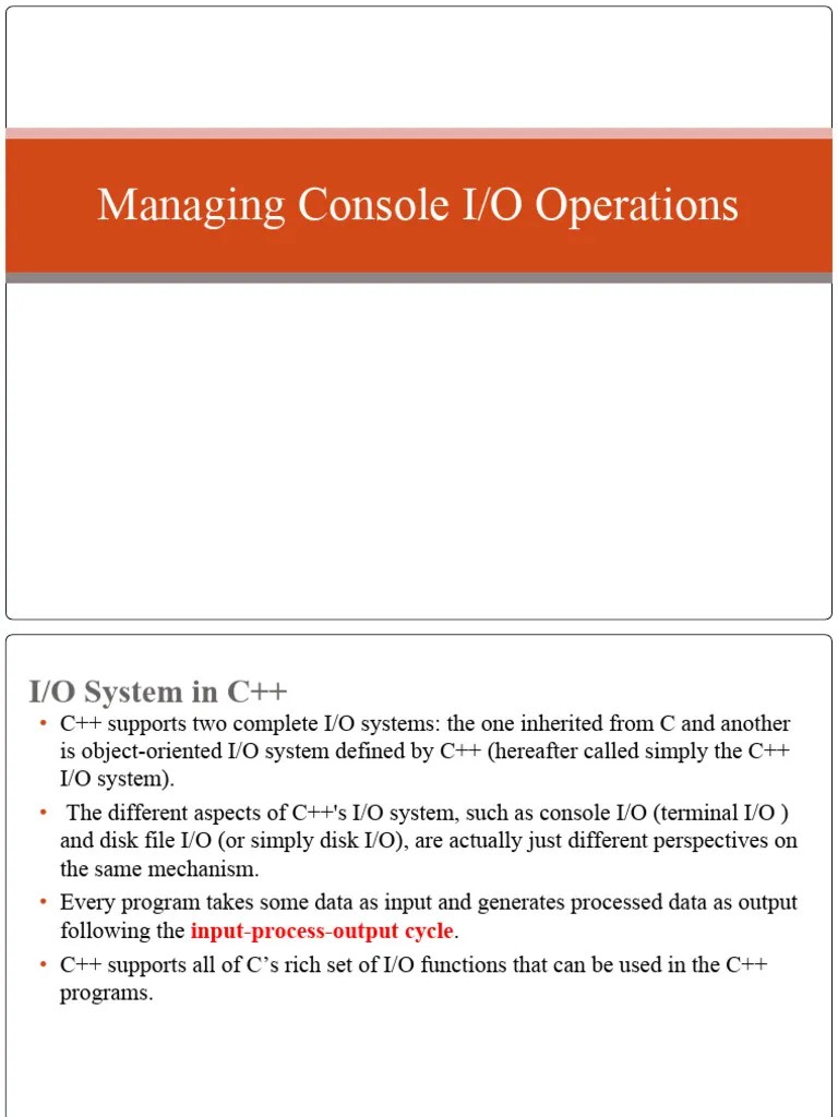Managing Console IO Operations | PDF | Input/Output | C++