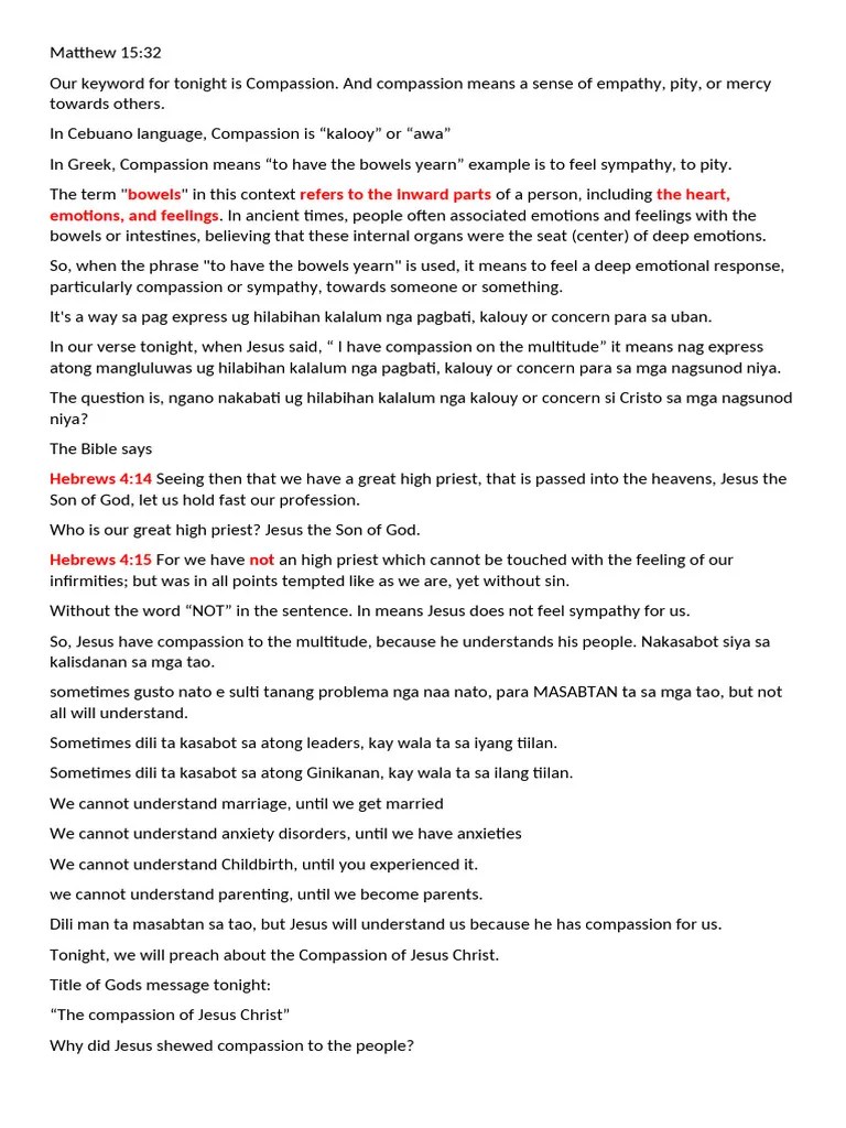 The Compassion Of Jesus Pdf Jesus Gospel Of Matthew