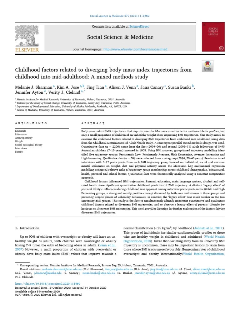 Childhood Factors Related To Diverging Body Mass Index.. Mixed Methods ...