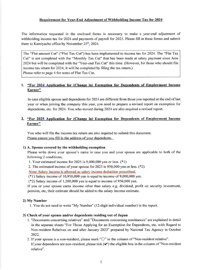 5.Guideline Of Year End Tax Adjustment 2024 | PDF