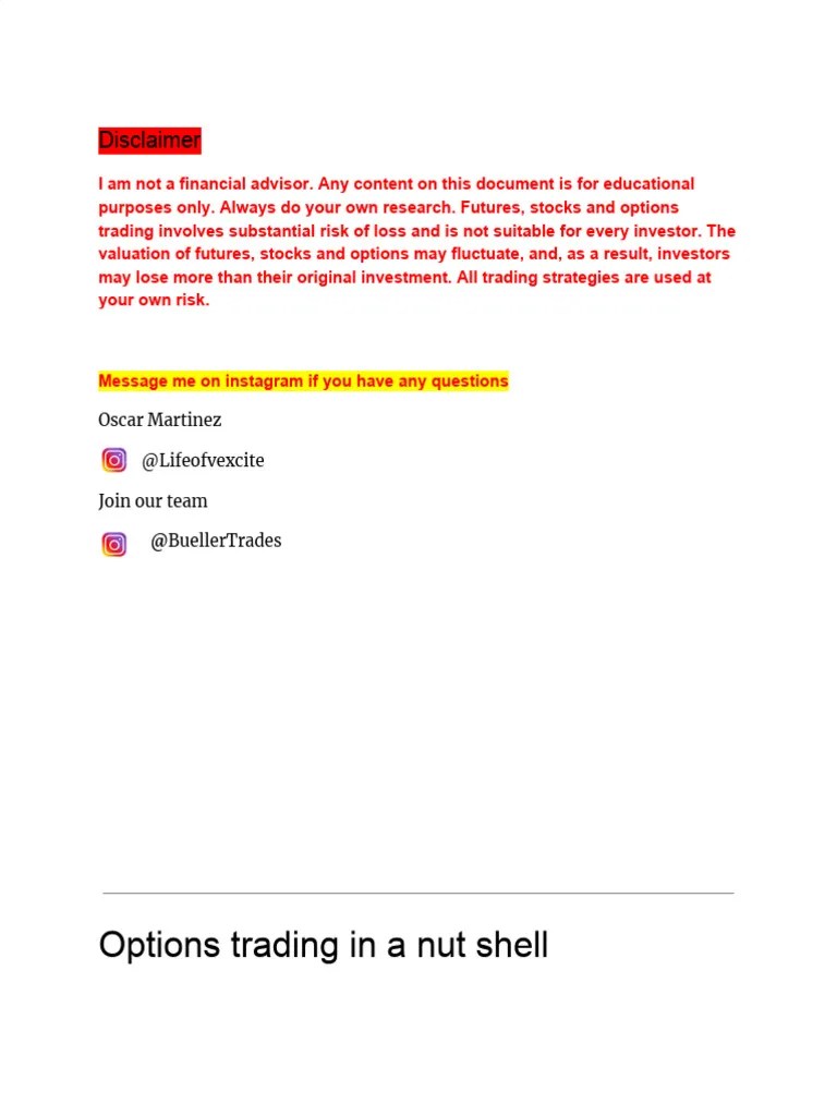 Options Trading | PDF | Stocks | Option (Finance)