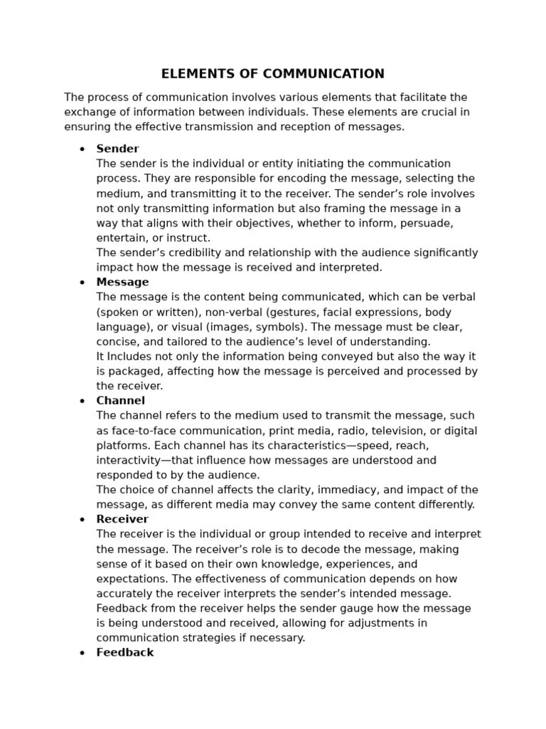 Elements Of Communication | PDF | Communication | Information