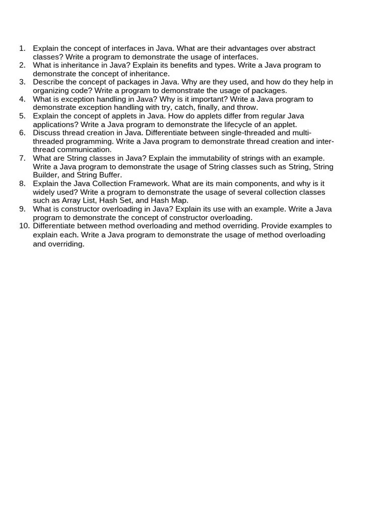 Java 2nd Sessional Questions | PDF