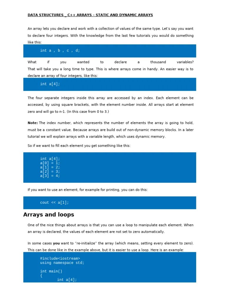 Simple Arrays - Two Dimensional, Multidimensional And Dynamic Arrays ...
