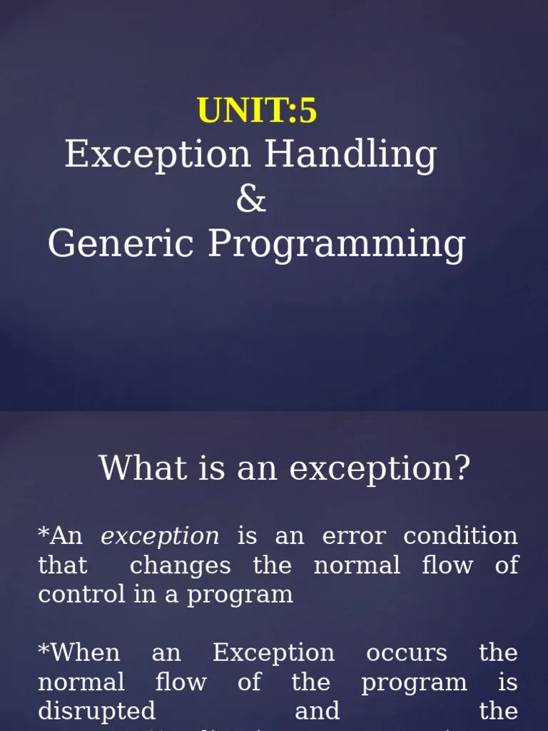 Unit 5 Exception Handling | PDF | Class (Computer Programming ...