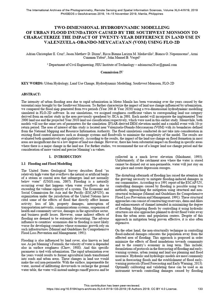 Two Dimensional Hydrodynamic Modelling Of Urban Fl Pdf Flood Rain