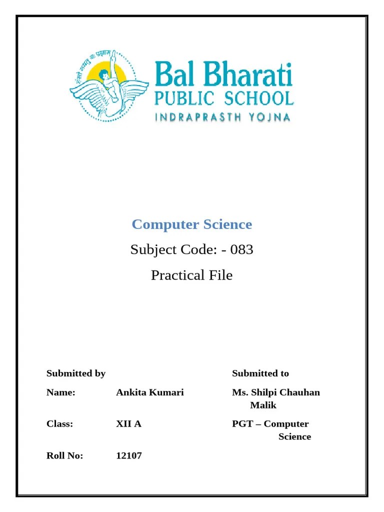 Practical File Class XII | PDF | Computer Science | Computing