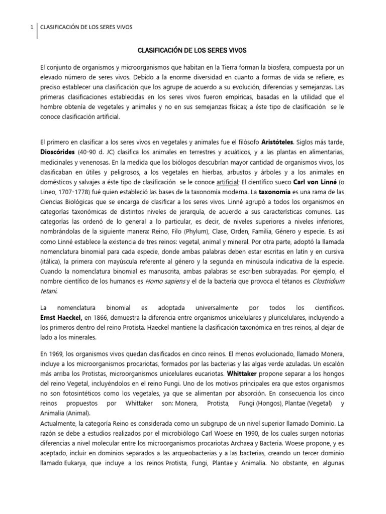 CLASIFICACION_DE_LOS_SERES_VIVOS Pdf | PDF | Virus | Hongo