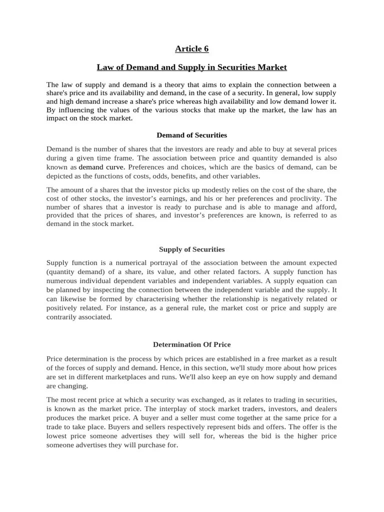 Article 6 Pdf Demand Supply Economics
