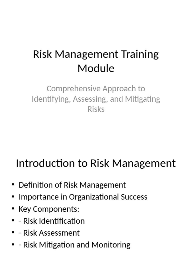 Risk Management Training Module | PDF