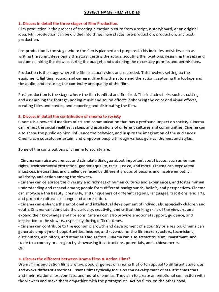 Film Studies | PDF | Cinematography | Plot (Narrative)