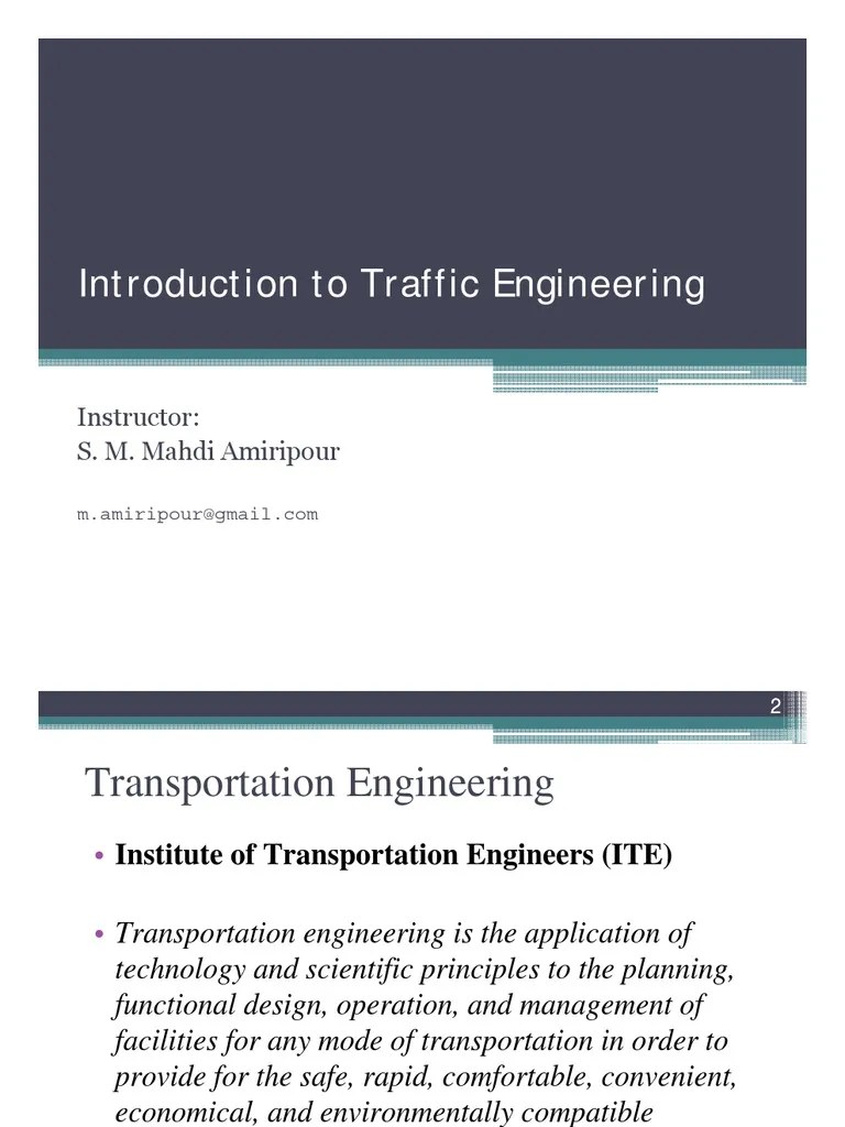 Elements Of Traffic Engineering Lecture 1- Introduction To Traffic ...