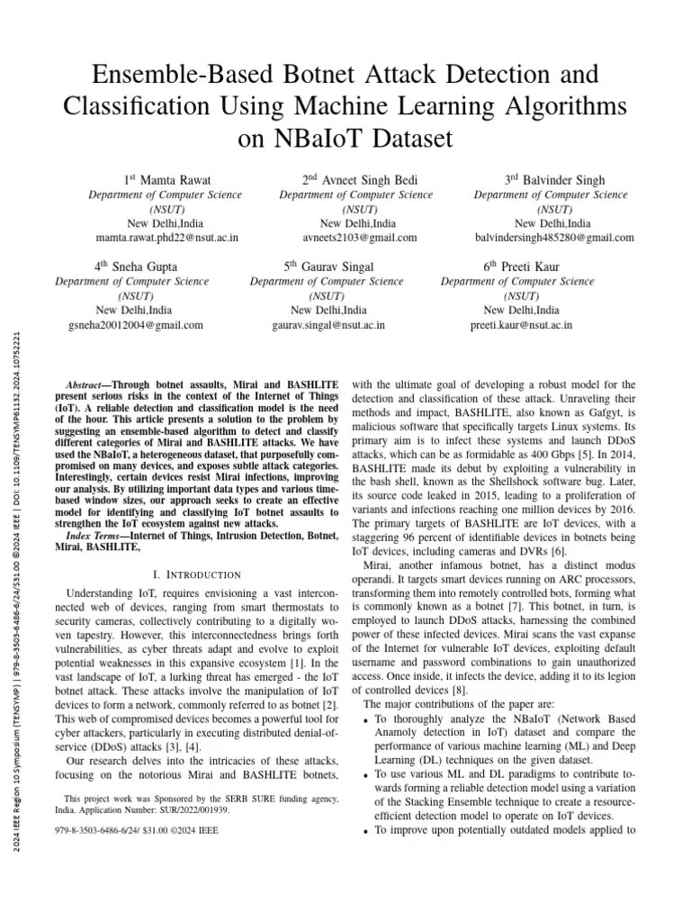 Ensemble-Based Botnet Attack Detection And Classification Using Machine Learning Algorithms On ...