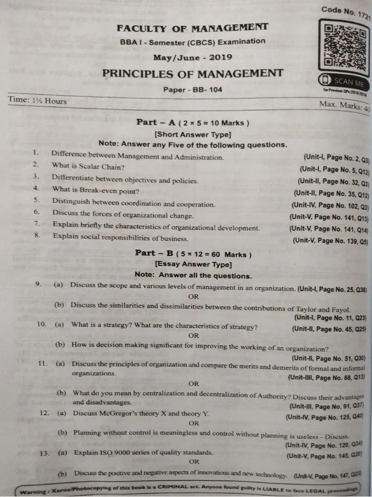 Principles Of Management Important Questions | PDF
