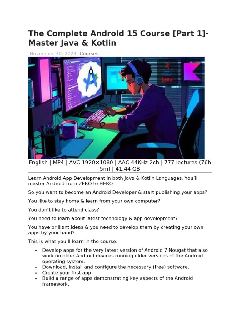 The Complete Android 15 Course Part I | PDF | Method (Computer ...