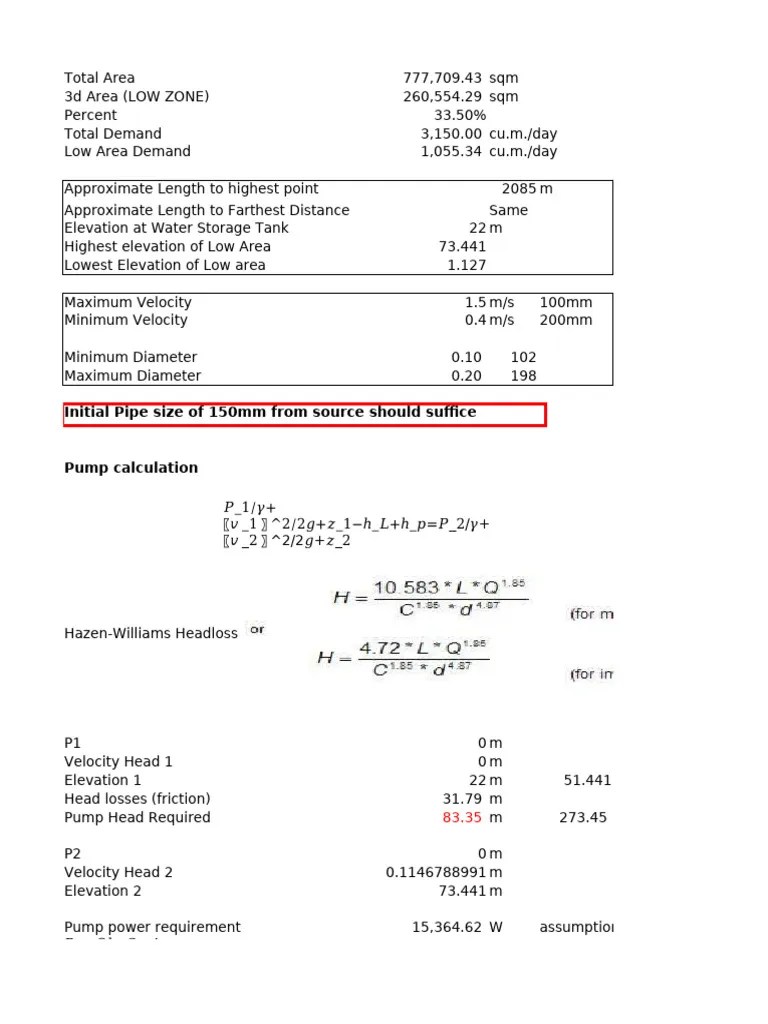 Water Calculation Pdf Pump Applied And Interdisciplinary Physics