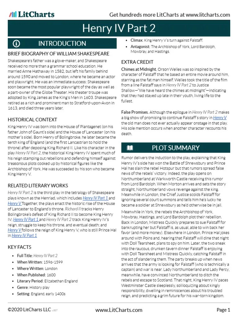 Henry-IV-Part-2-LitChart | PDF | Henry Iv, Part 1 | Henry Iv Of England