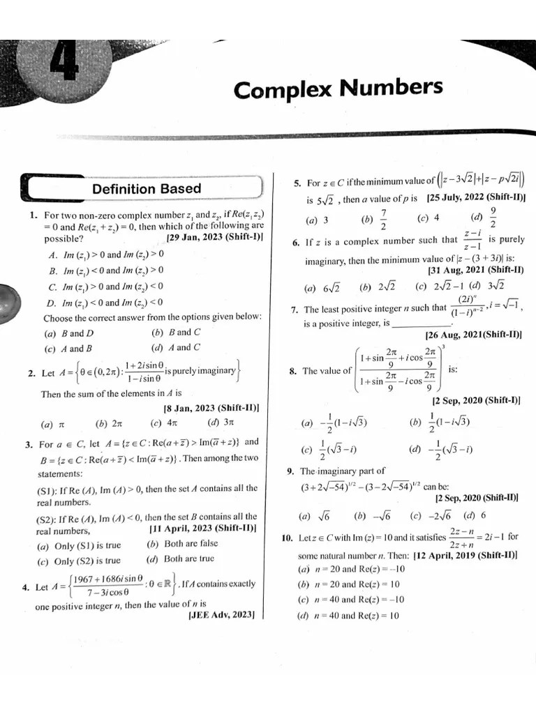 JEE_Mains_&_Advance_PYQ_5_year's_Topic_Mathematics_Complex_Number | PDF