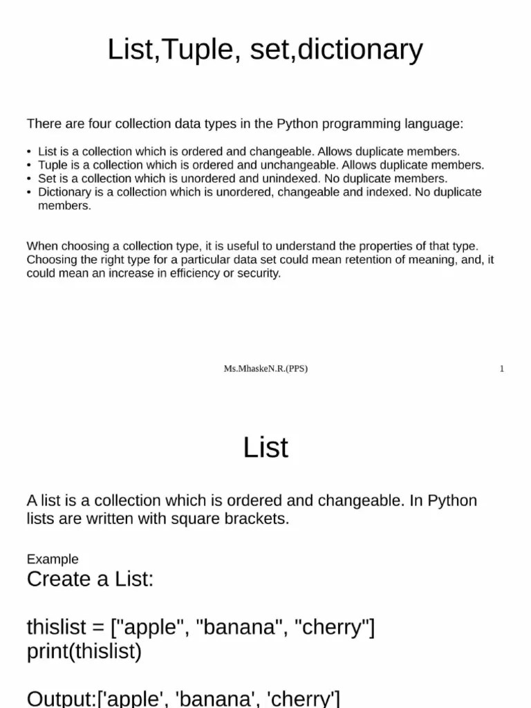 List Tuple In Python | PDF
