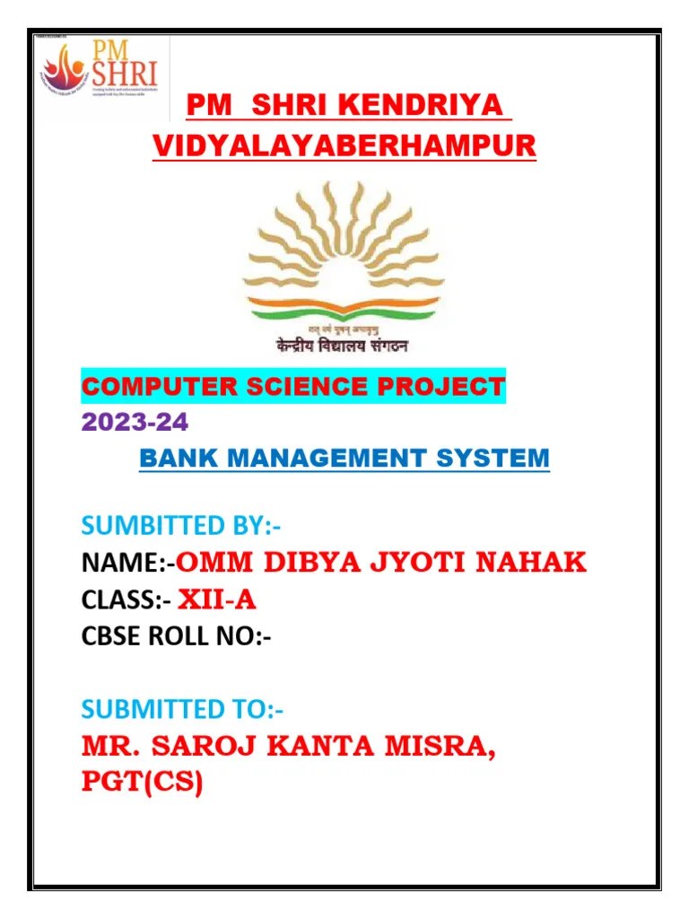 CS-PROJECT-BANK-MANAGEMENT-SYSTEM-2023-24 | PDF | Databases | My Sql