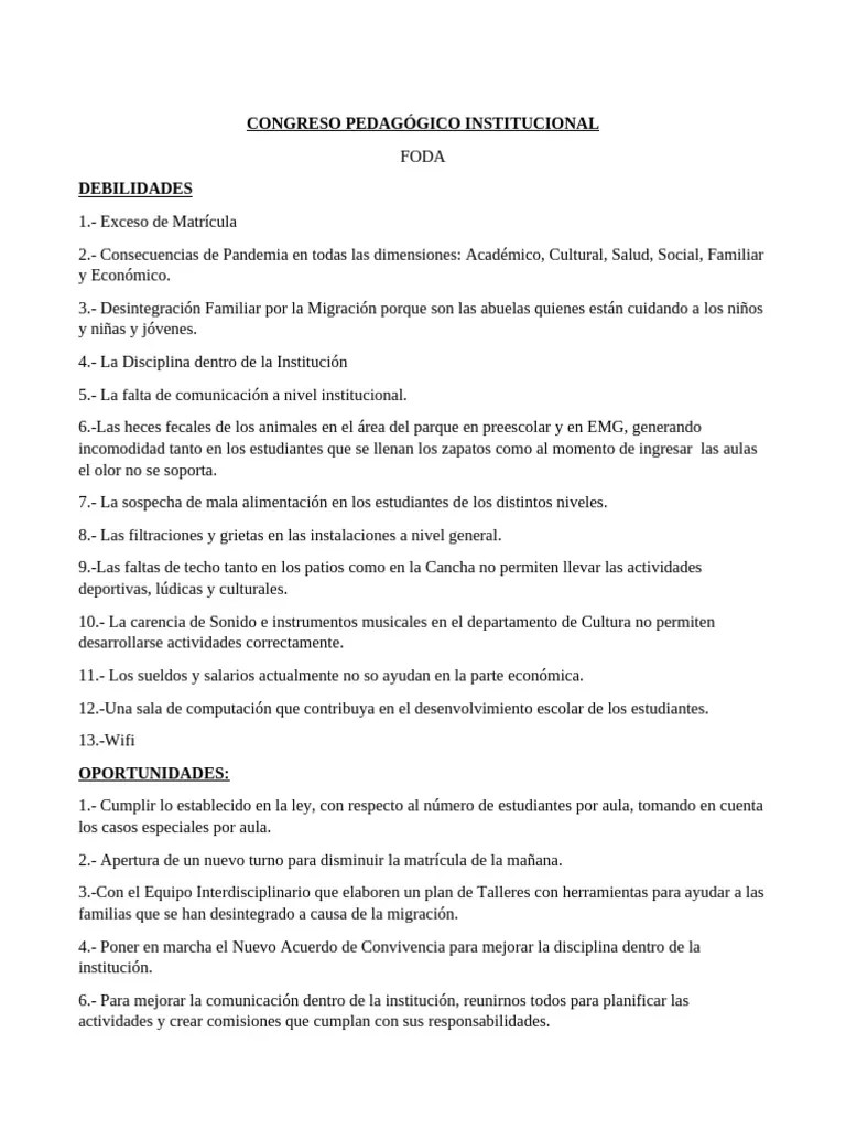 Ejemplo De An Lisis Foda De Un Colegio Pdf An Lisis Foda Cambio - Best Vintage Illustrations in High Resolution