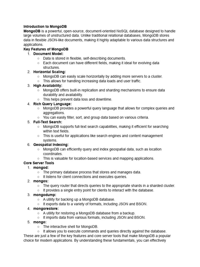 - Introduction To MongoDB-- - Key Features Of Mo... | PDF | Mongo Db ...