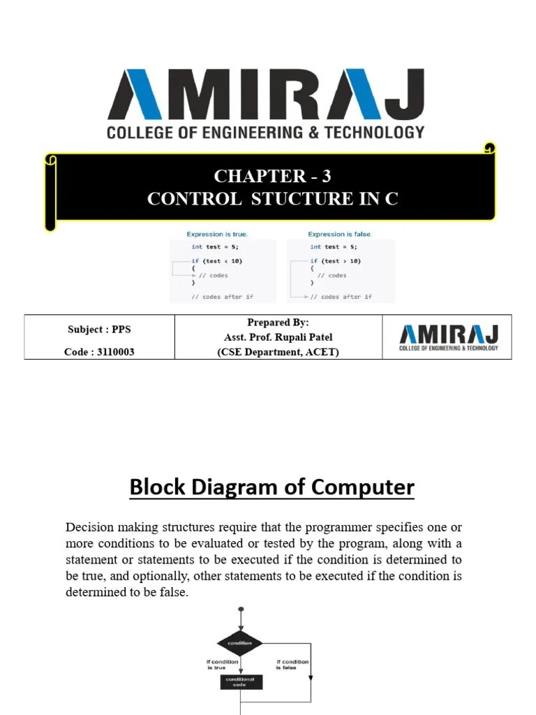 Chapter 3 Control Structure In C | PDF | Control Flow | Computer Science
