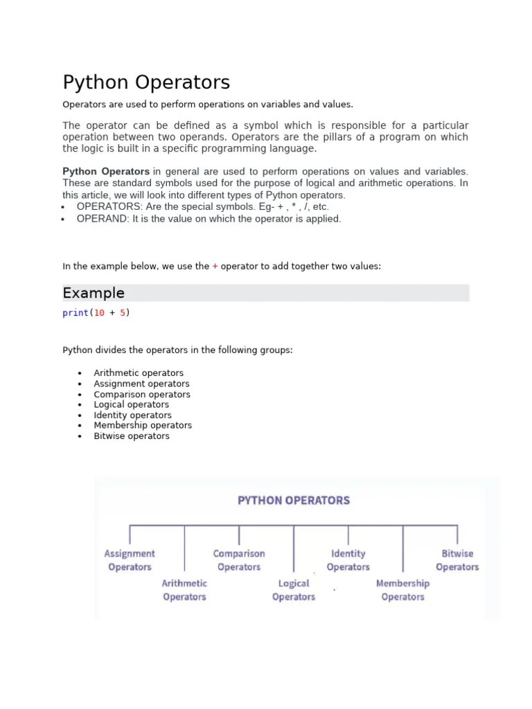Operators | PDF | Arithmetic | Computer Programming