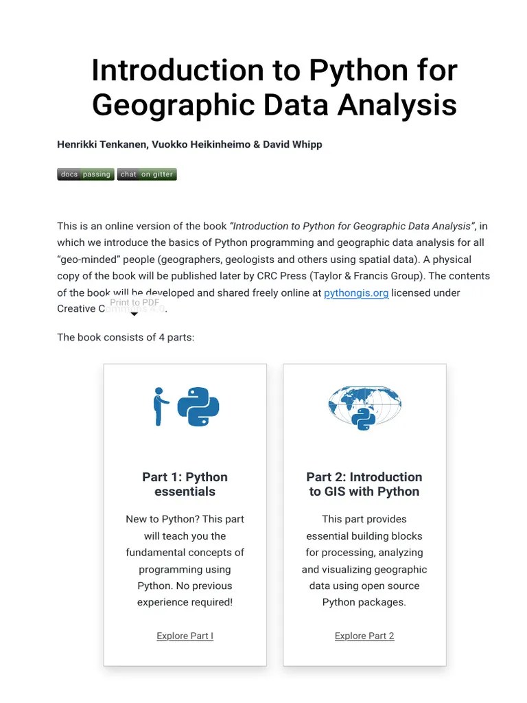 Introduction To Python For Geographic Data Analysis | PDF