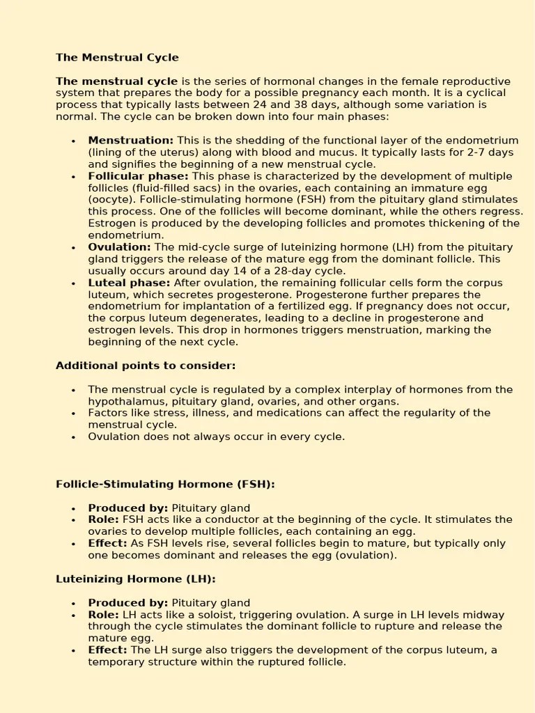 The Menstrual Cycle | PDF | Menstrual Cycle | Luteinizing Hormone