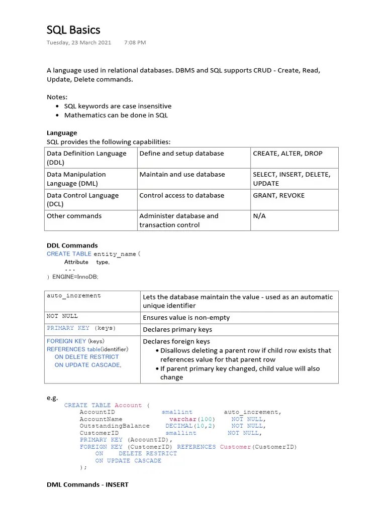 SQL Commands | PDF | Database Index | Databases