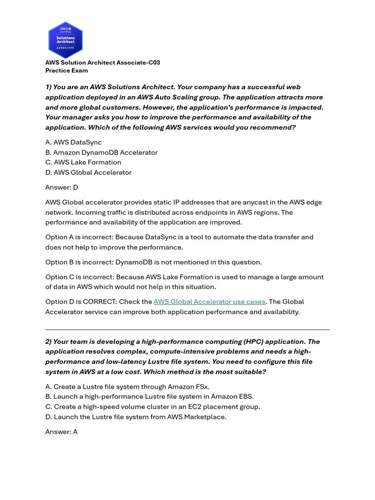 AWS SAA-C03 Practice Exam | PDF | Computing | Computer Networking