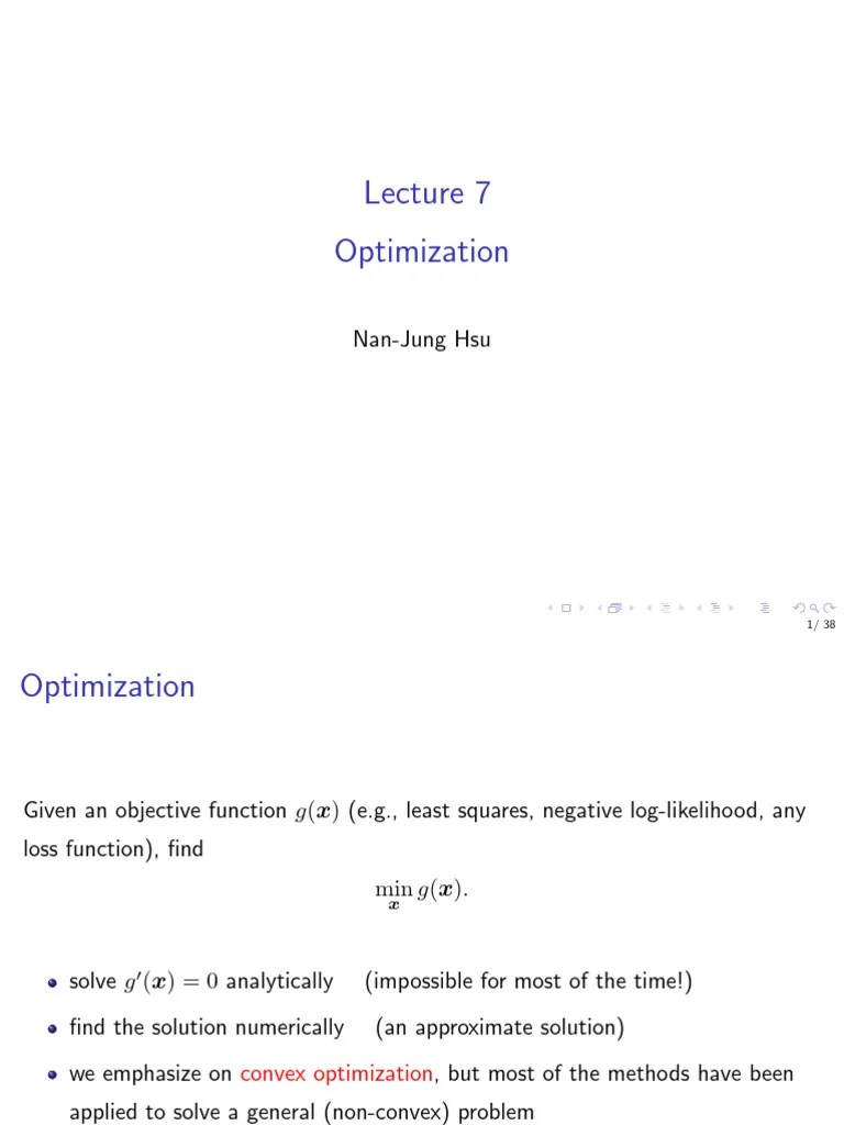 Lecture 7 (with Notes) | PDF | Mathematical Optimization | Least Squares