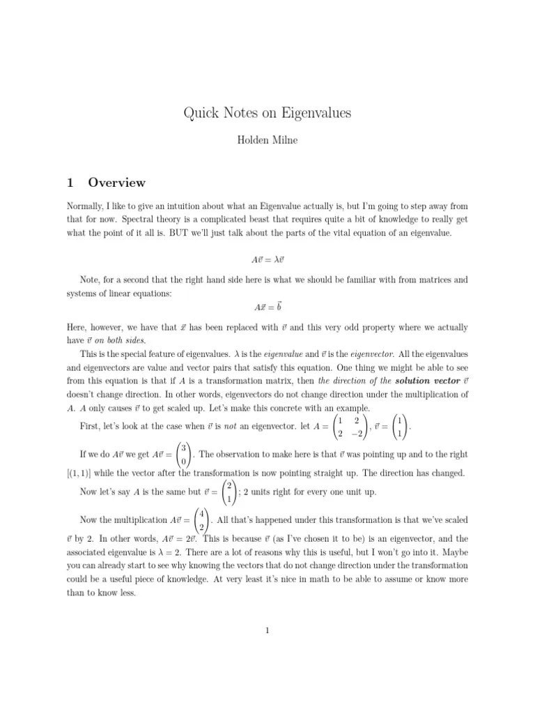 Eigenvectors1 (1) | PDF | Eigenvalues And Eigenvectors | Functions And ...