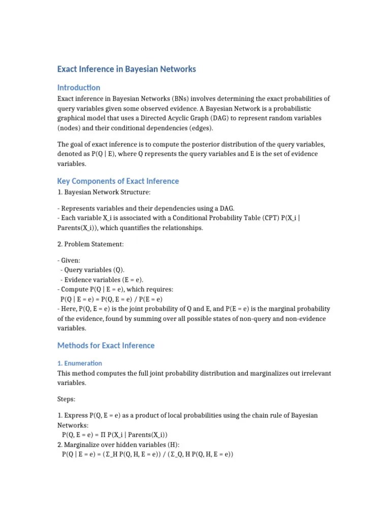 Exact Inference Bayesian Networks | PDF | Bayesian Network | Bayesian ...