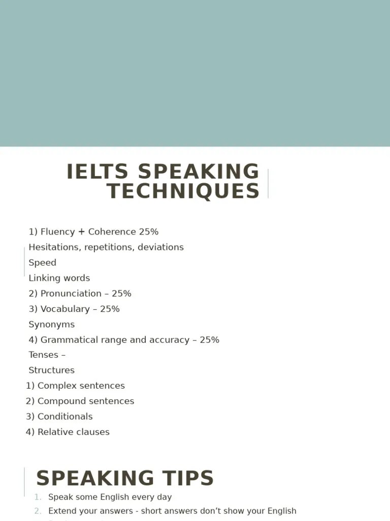 Speaking Techniques | PDF | English Language | Vocabulary