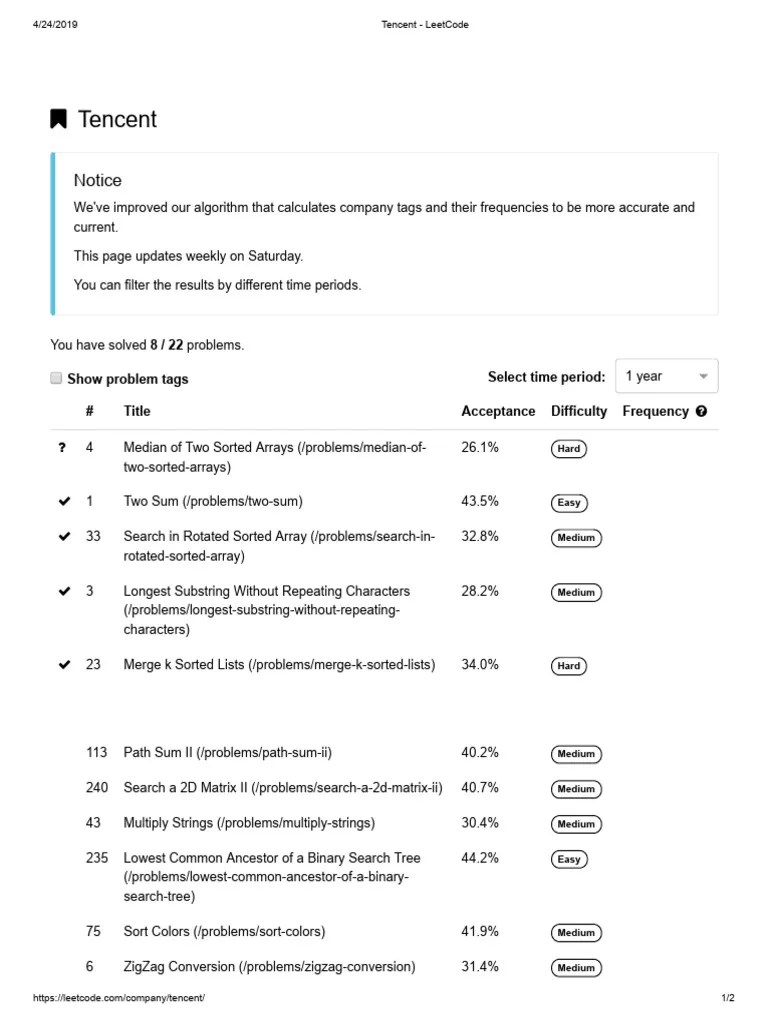 Tencent - LeetCode | PDF | Algorithms And Data Structures | Computer ...