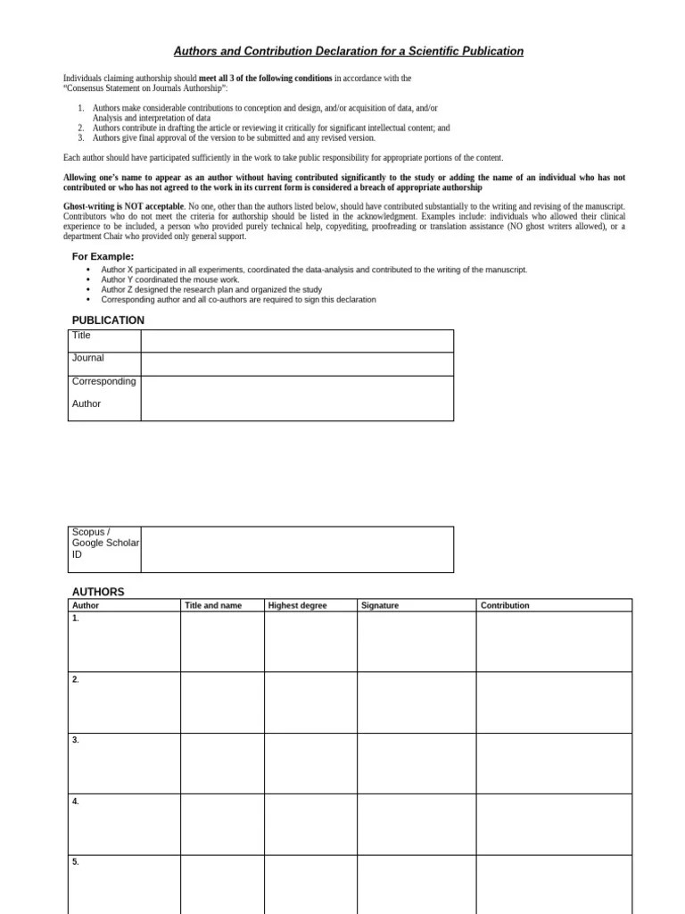 Authors Contribution Form Pdf