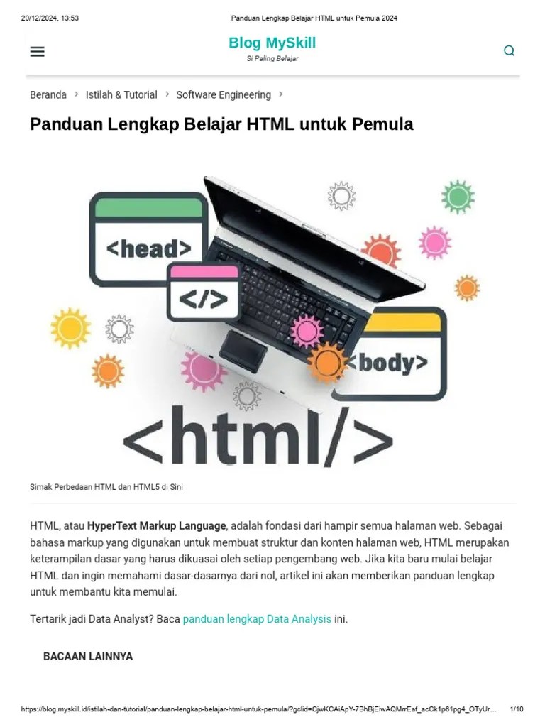 Panduan Lengkap Belajar HTML Untuk Pemula 2024 | PDF