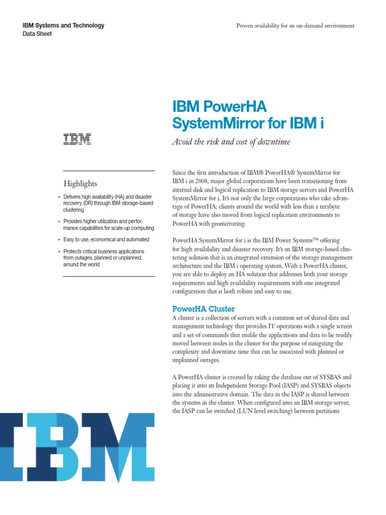 IBM_PowerHA_for_IBM_i | PDF | Computer Cluster | Replication (Computing)