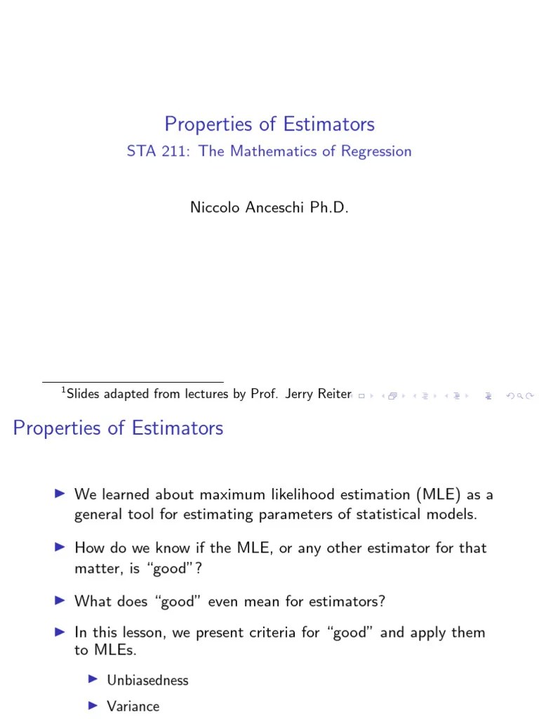 Lec3_estimatorproperties (1) | PDF | Estimator | Bias Of An Estimator