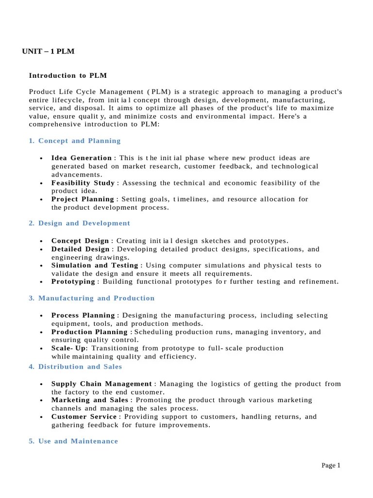 UNIT 1 PLM New | PDF | Product Lifecycle | Enterprise Resource Planning