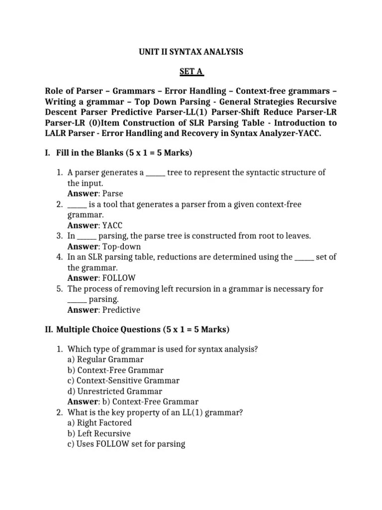 UNIT II | PDF | Parsing | Computer Programming