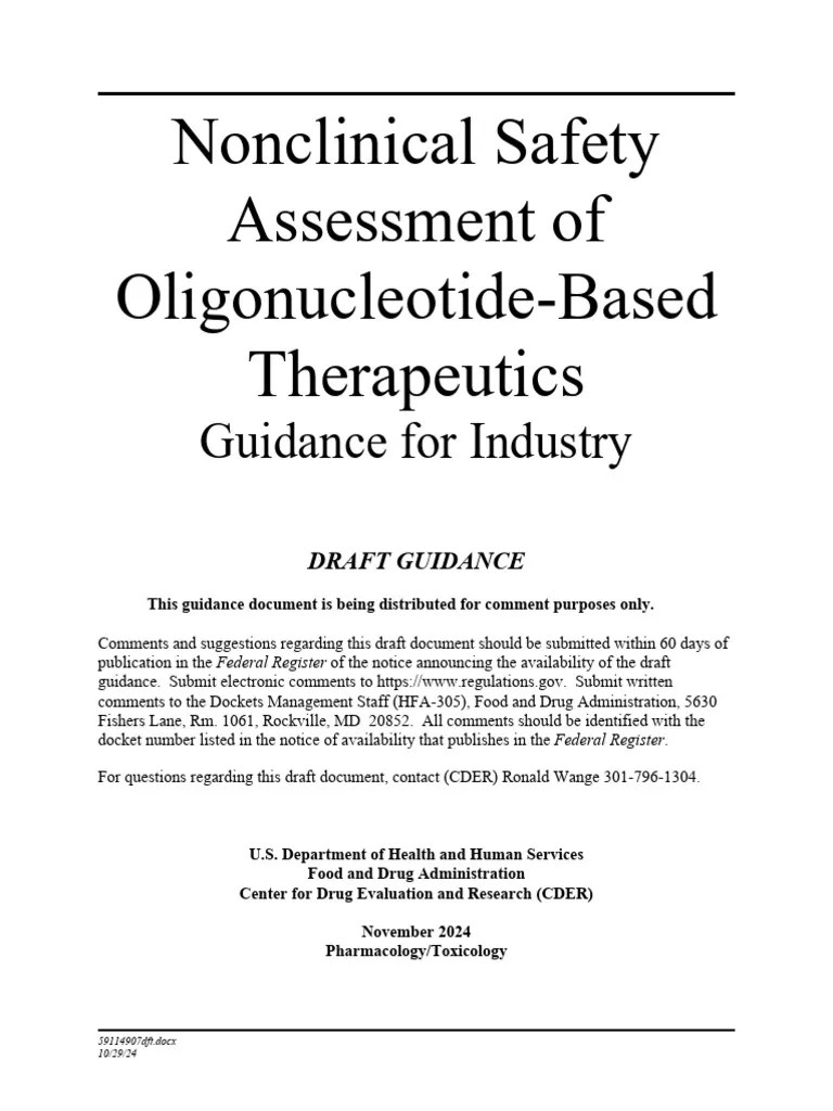 FDA Draft Guidance | PDF | Pharmacology | Sense (Molecular Biology)