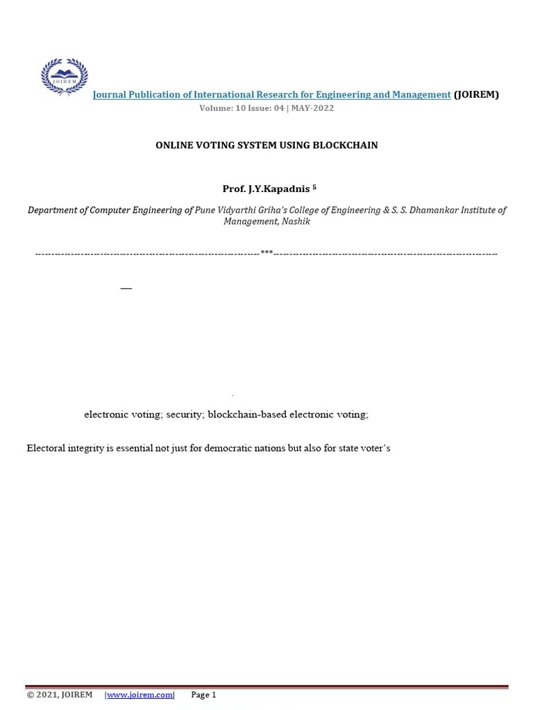 Online Voting System Using Blockchain | PDF | Public Key Cryptography ...