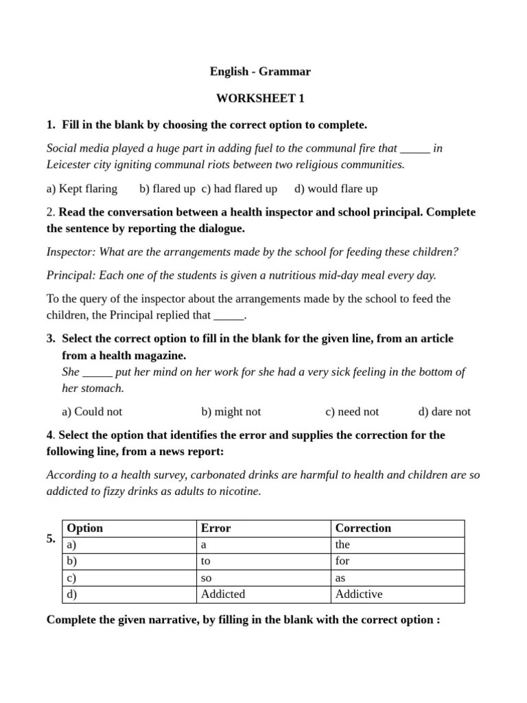 Grammar Revision Class 10 | PDF