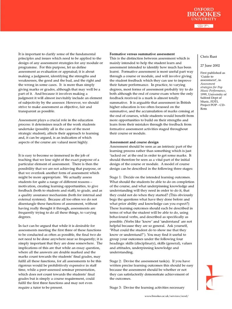 Purposes And Principles Of Assessment | PDF | Educational Assessment ...