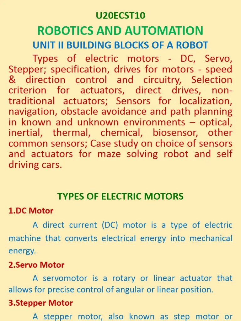 Robotics Unit II | PDF | Electric Motor | Actuator