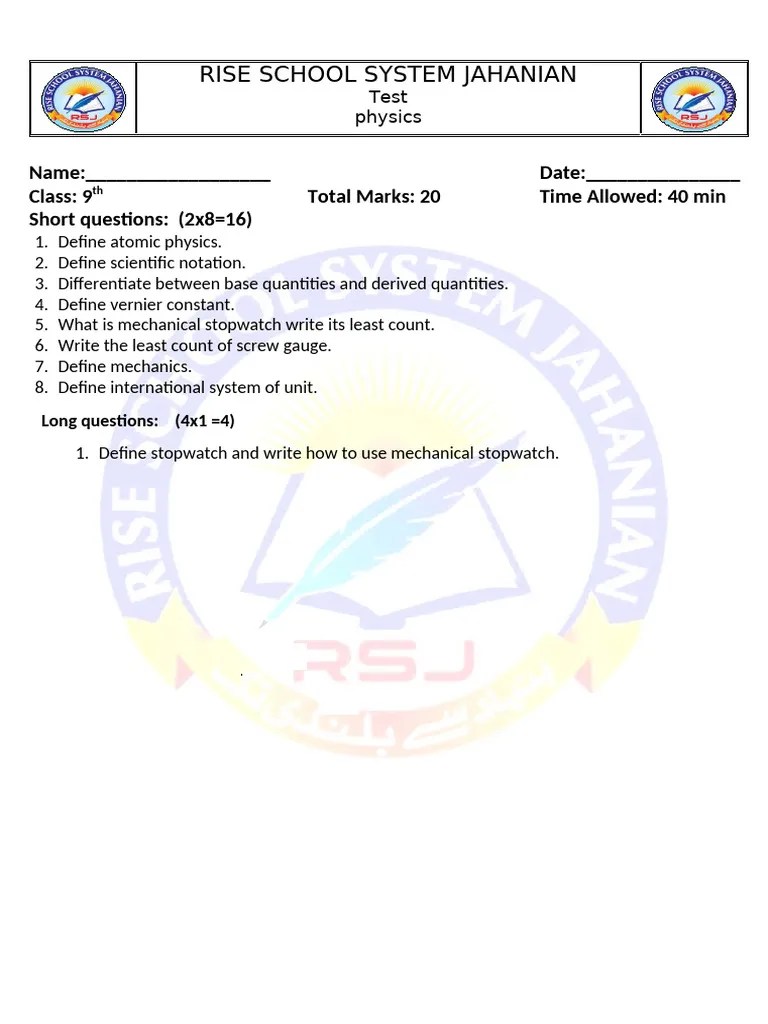 Physics Unit 1 | PDF