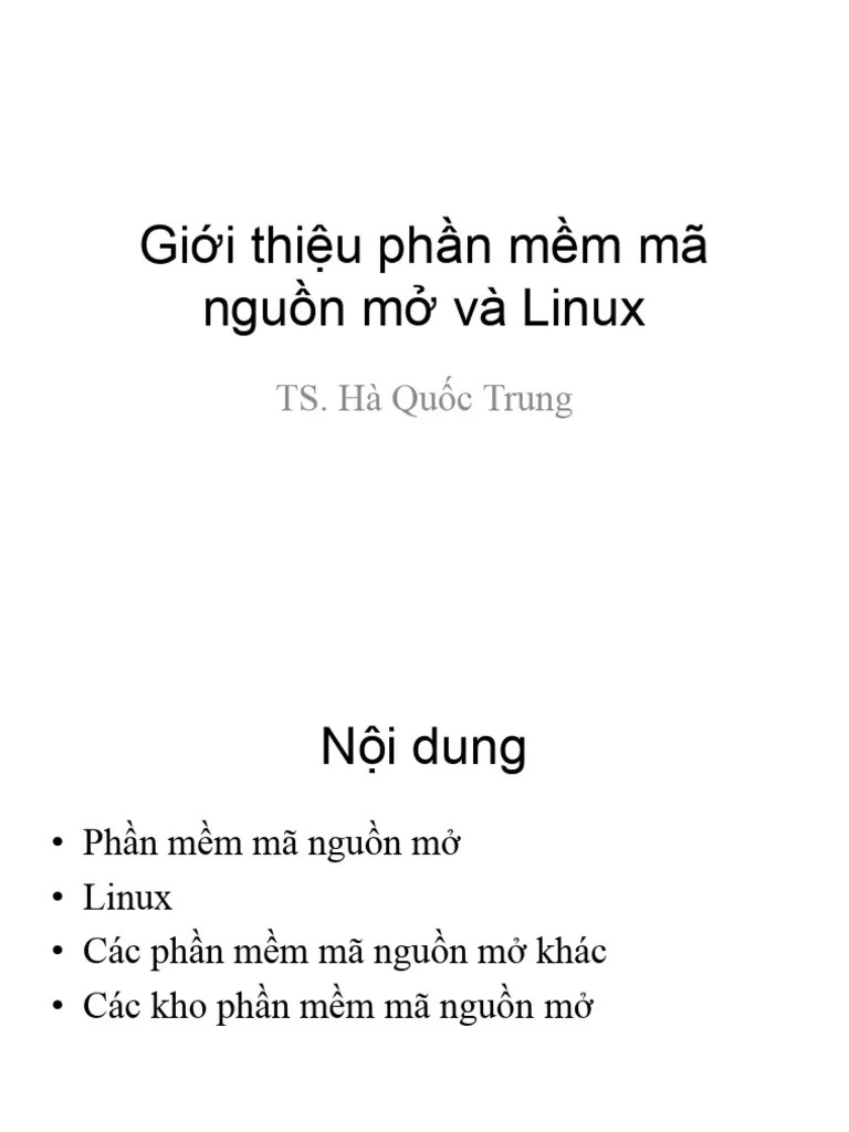 1. Gioi Thieu Phan Mem Ma Nguon Mo Va Linux | PDF